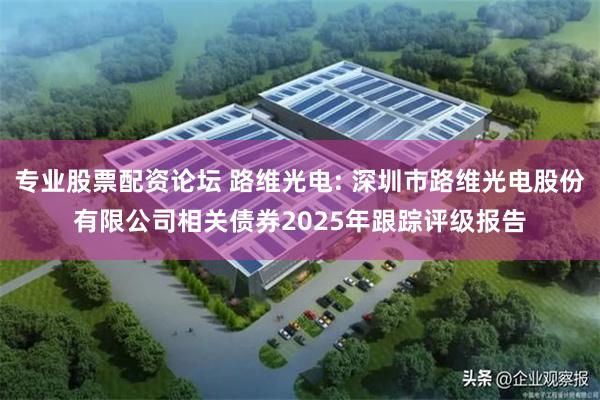 专业股票配资论坛 路维光电: 深圳市路维光电股份有限公司相关债券2025年跟踪评级报告