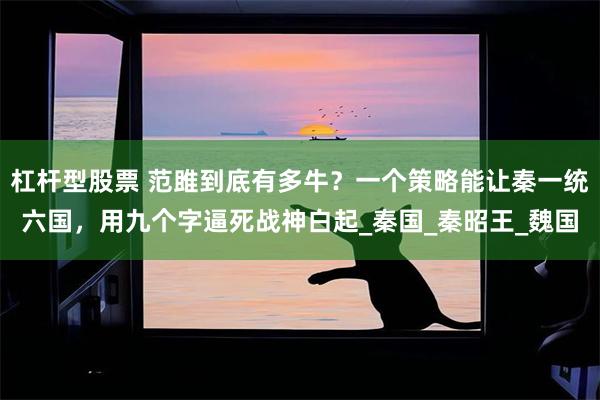 杠杆型股票 范雎到底有多牛？一个策略能让秦一统六国，用九个字逼死战神白起_秦国_秦昭王_魏国